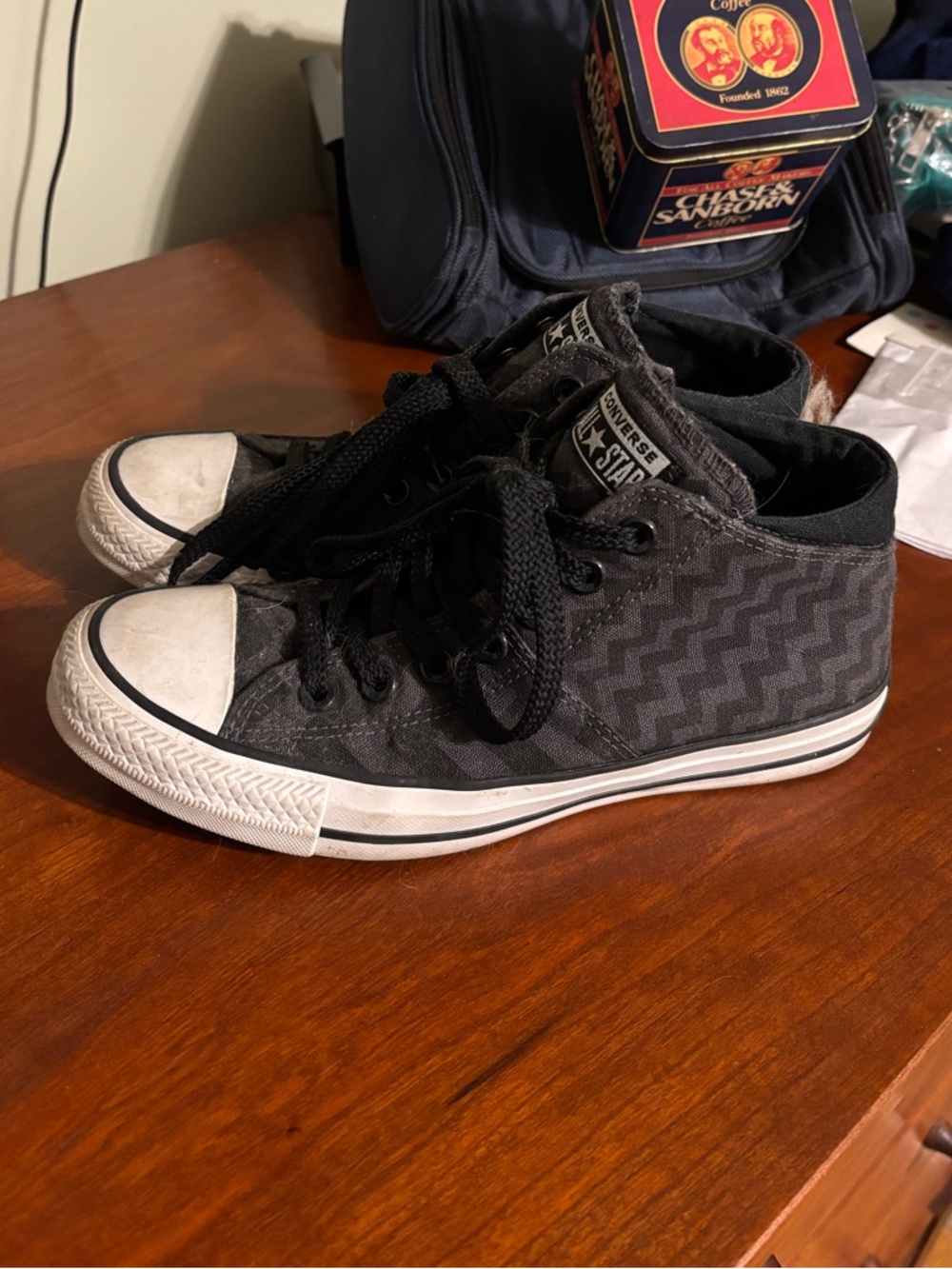 Converse Black Chevron Pattern High-Top Sneakers